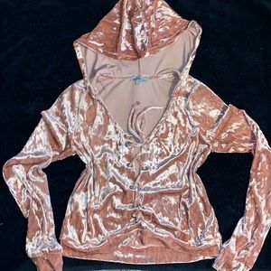 Velvet long sleeve hoodie lace front